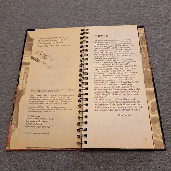 BENSON & HEDGES COOKBOOK RECIPES FROM GREAT AMERICAN INNS CIRCA 1981 VINTAGE HTF - Picture 9 of 9